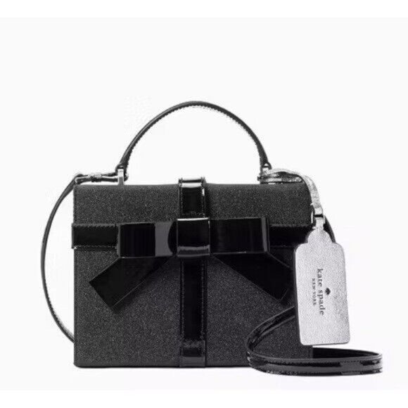 Kate Spade Wrapping Party Gift Box Glittering Crossbody Handbag Black - Picture 1 of 14